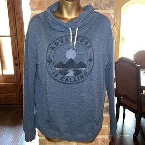 Well Worn Adventure is calling womans Neckline Drawstring Size small Bluish Gray